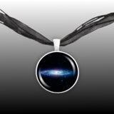 Starburst Silver Coin Galaxy NGC 253 in the Constellation Sculptor Space 1" Pendant Necklace in Silver Tone