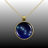 Big Dipper Constellation Illustration 1" Pendant Necklace in Gold Tone