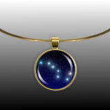 Big Dipper Constellation Illustration 1" Pendant Necklace in Gold Tone