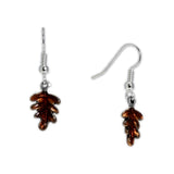 Burnt Orange Petite Oak Leaf Earrings in Silver Tone, Autumn, Harvest, Halloween, Thanksgiving