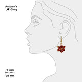 Crimson Red & Gold Color Poinsettia Flower Earrings in Gold Tone, Holidays, Christmas, New Years