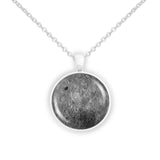 The Far Side (or Dark Side) of Moon of Earth Solar System 1" Pendant Necklace in Silver Tone