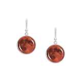 The Orange Harvest Moon of Earth Solar System Dangle Earrings w/ 3/4" Charms in Silver Tone