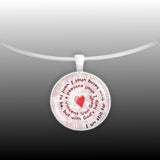 I Am Still Far From Being What I Want to Be .. Van Gogh Quote Heart Swirl 1" Pendant Necklace in Silver Tone