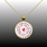 I Fear God and Next to God I Mostly Fear Them ... Saadi Quote Heart Swirl 1" Pendant Necklace in Gold Tone