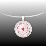 I Love You in English, Spanish, French, German & Italian Heart Swirl 1" Pendant Necklace in Silver Tone