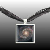 Whirlpool Galaxy in the Constellation Canes Venatici Space Pendant Necklace in Silver Tone