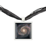 Whirlpool Galaxy in the Constellation Canes Venatici Space Pendant Necklace in Silver Tone