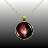 Cosmic Rose Bud Flower Nebula in the Constellation Cepheus Space 1" Pendant Chain Necklace Silver Tone or Gold Tone