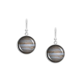 Planet Jupiter Solar System Space Dangle Earrings w/ 3/4" Charms in Silver Tone