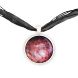 Lagoon Nebula in the Constellation Sagittarius Space 1" Pendant Necklace in Silver Tone