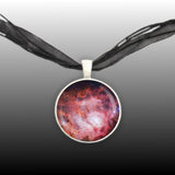 Lagoon Nebula in the Constellation Sagittarius Space 1" Pendant Necklace in Silver Tone