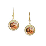 Leo the Lion Astrological Sign in the Zodiac Illustration Dangle Earrings w/ 3/4" Charms in Silver Tone or Gold Tone