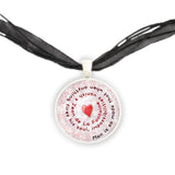 Man Is So Made That When Anything Fires His Soul ... Fontaine Quote Heart 1" Pendant Necklace Silver Tone