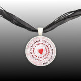 Man Is So Made That When Anything Fires His Soul ... Fontaine Quote Heart 1" Pendant Necklace Silver Tone