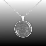 Planet Mercury Solar System Space 1" Pendant Necklace in Silver Tone