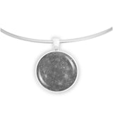 Planet Mercury Solar System Space 1" Pendant Necklace in Silver Tone