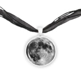 The Moon of Earth Solar System 1" Pendant Necklace in Silver Tone