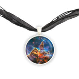 Mystic Mountain of Carina Nebula in the Constellation Carina Space 1" Pendant Necklace in Silver Tone