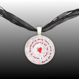 Rare As Is True Love, True Friendship Is Rarer Fontaine Quote Heart Swirl 1" Pendant Necklace Silver Tone