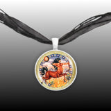 Sagittarius the Centaur & Archer Astrological Sign in the Zodiac Illustration 1" Pendant Necklace in Silver Tone