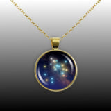 Sagittarius Constellation Illustration 1" Pendant Necklace in Gold Tone