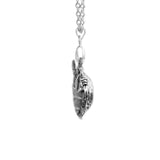 Song Bird Perched on Nest with Shimmering Eggs Pendant 18" Cable Chain Necklace in Silver Tone