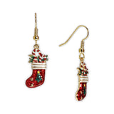 Tasty Candy Stuffed Stocking Earrings in Gold Tone, Holidays, Christmas, New Years