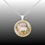 Taurus the Bull Astrological Sign in the Zodiac Illustration 1" Pendant Necklace in Silver Tone