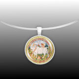 Taurus the Bull Astrological Sign in the Zodiac Illustration 1" Pendant Necklace in Silver Tone