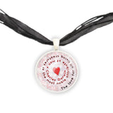 The Love for All Living Creatures Is the Most Noble .. Darwin Quote Heart 1" Pendant Necklace Silver Tone