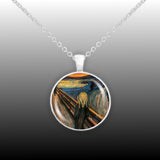 The Scream From Art By Munch Painting 1" Pendant Necklace in Silver Tone