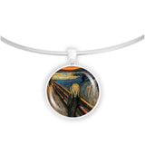 The Scream From Art By Munch Painting 1" Pendant Necklace in Silver Tone