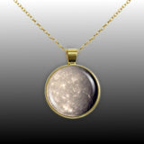 Titania Moon of Planet Uranus Solar System 1" Pendant Necklace in Gold Tone