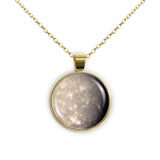 Titania Moon of Planet Uranus Solar System 1" Pendant Necklace in Gold Tone