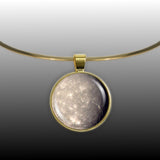 Titania Moon of Planet Uranus Solar System 1" Pendant Necklace in Gold Tone