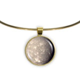 Titania Moon of Planet Uranus Solar System 1" Pendant Necklace in Gold Tone