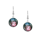 Star Forming Trifid Nebula in Constellation Sagittarius Dangle Earrings w/ 3/4" Space Charms Silver Tone