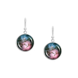 Star Forming Trifid Nebula in Constellation Sagittarius Dangle Earrings w/ 3/4" Space Charms Silver Tone